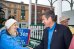 Brian Dubie shakes hands with a supporter at his Barre City rally.