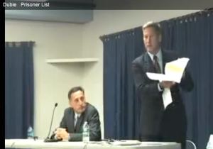 Brian Dubie, right, at the Sept. 23 debate in Bennington with Sen. Peter Shumlin, left