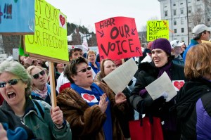 20110309--healthRally-4 Hear our voice. Photo by Josh Larkin.