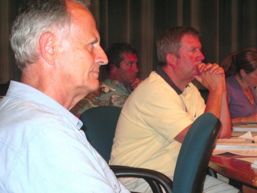 Mayor Bob Kiss, left, and former/potential GOP candidate Kurt Wright. Photo by Greg Guma.