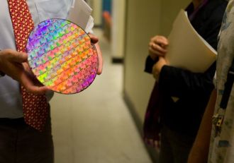 A microchip at IBM. Photo by Nat Rudarakanchana