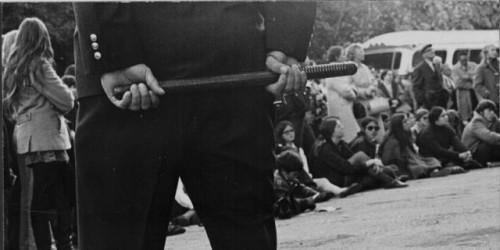 MAVErickBenningtonDemonstration,_1969FULL Peace and police at a Bennington anti-war demonstration. Photo by Greg Guma