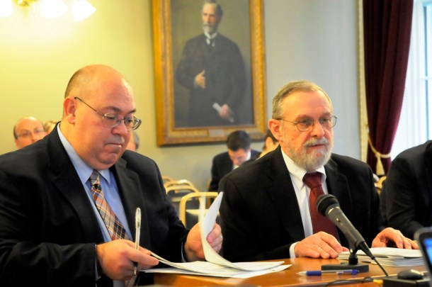 Department of Mental Health Deputy Commissioner Frank Reed (left) and Commissioner Paul Dupre. Photo by Hilary Niles/VTDigger
