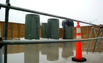 Spent fuel rod storage containers at  Vermont Yankee. File photo by Zachary P. Stephens/Brattleboro Reformer