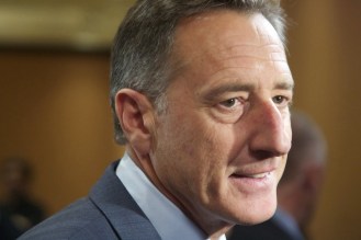 Gov. Peter Shumlin did not claim victory at the Vermont Democratic Party’s election day reception at the Hilton in Burlington on Tuesday night. Photo by John Herrick/VTDigger