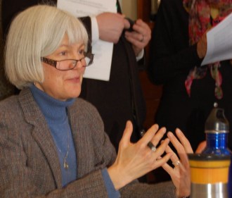 Joyce Manchester of the Legislature's Joint Fiscal Office testifies before the House Education Committee. Photo by Amy Ash Nixon/VTDigger