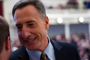 Gov. Peter Shumlin with House Speaker Shap Smith in the House Chamber, Jan. 25, 2011
