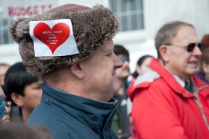 20110309--healthRally-12 Hearts and minds. Photo by Josh Larkin.