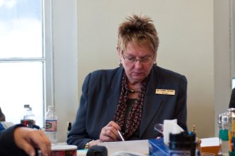 Rep. Donna Sweaney, chair of the House Government Operations Committee, checks her IPad during the 2011 Legislative Session. VTD/Josh Larkin