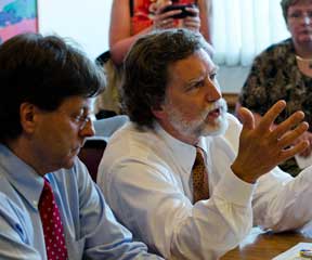 Tom Kavet, right, says while Vermont's credit rating is still triple-A rated or double A+, the national downgrade makes the overall economy more fragile. VTD/Josh Larkin