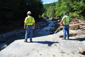 Route 107, below Tozier's Restaurant, after Irene. Photo by John Lazenby.