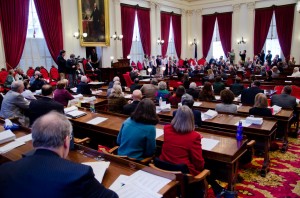 2012 legislative session opening, VT House Students from Main Street Middle School sing to members of House on opening day of the 2012 legislative session. VTD/Josh Larkin