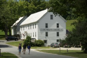 Three visitors to the Coolidge Homestead walk from the Plymouth Cheese Factory on a sunny afternoon. Photo by Dirk Van Susteren