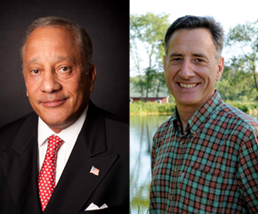 Randy Brock (left) and Gov. Peter Shumlin.