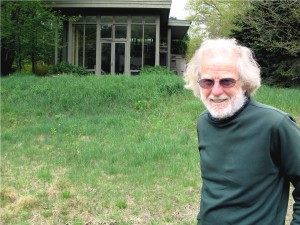 J. Parker Huber lives in a simple home, just outside downtown Brattleboro, on the Connecticut with views across the river of Mount Wantastiquet. Photo by Tom Slayton 