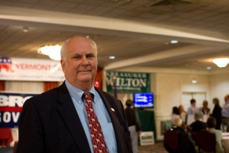 Vermont Republican Party Chairman Jack Lindley at campaign headquarters on election night in 2012. Photo by Nat Rudarakanchana