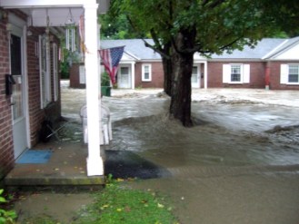 The 80-unit Melrose Terrace public housing development in Brattleboro was evacuated in anticipation of flooding the day before Tropical Storm Irene struck in 2011. The Brattleboro Housing Authority hopes to tap into private financing to fund a new development for Melrose tenants on higher ground. Photo by Bob Daughtry