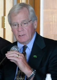 Stenger Jay Peak co-owner presented highlights of his company's EB-5 projects to an audience of 90 community development specialists Monday morning in Newport. Photo by Hilary Niles/VTDigger