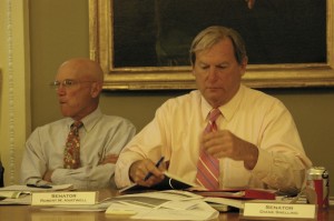 Rep. Tony Klein, D-East Montpelier, and Sen. Bob Hartwell, D-Bennington, at a joint meeting on electric generation plants at the Statehouse Wednesday, Sept. 25, 2013. Photo by Andrew Stein/VTDigger