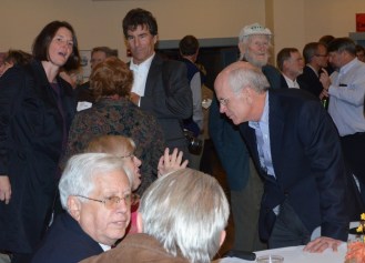 Congressman Peter Welch makes the rounds at the Vermont Democratic Party's "Autumn Harvest" fundraiser. Photo by Alicia Freese/VTDigger