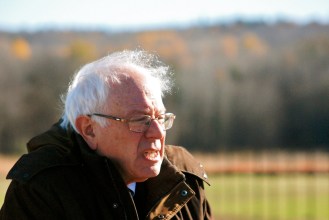 Sen. Bernie Sanders, I-Vt, announced the state’s partnership with Sandia National Laboratories during a news conference at the site of a new solar energy test center on IBM’s Williston campus Monday. Photo by John Herrick/VTDigger