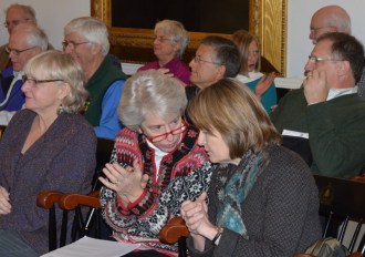 Outgoing Rep. Margaret Cheney, D-Norwich, right, who has been appointed to the Public Service Board, confers with Rep. Alison Clarkson, D-Woodstock. Photo by Alicia Freese/VTDigger