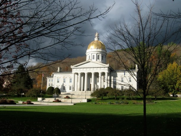 Hidden in one of the columns in the Statehouse portico is a 165-year-old time capsule containing information about the construction of the third Statehouse, contemporary newspapers, a legislative record of the fire that destroyed the second Statehouse and the debate authorizing the new construction, and the names of the men who designed and built Vermont's current capitol. The time capsule has never been opened. Photo by Nancy Graff