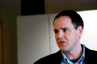 John Sayles, chief executive officer of the Vermont Foodbank, spoke during a news conference on federal food assistance program cuts at the Central Vermont Community Action Council in Barre earlier this month. Photo by John Herrick/VTDigger
