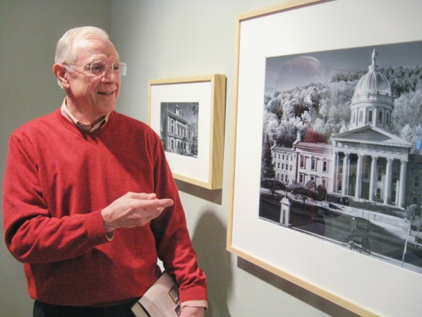 Glenn Andres, Middlebury College professor of the history of art and architecture, says the exhibit "Observing Vermont Architecture" and the newly released book "Buildings of Vermont," of which he is co-author, provide a record of some of the state's most significant buildings. According to the introduction to "Buildings of Vermont," the book is meant to stimulate scholarly research into the state's built environment and encourage conservation of its architectural treasures. Photo by Nancy Price Graff