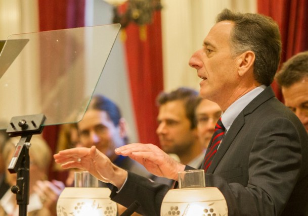 Vermont Gov. Peter Shumlin proposed $10 for opiate addiction treatment and prevention as part of his $5.6 billion budget he outlined before the Legislature on Wednesday. Photo by Roger Crowley/for VTDigger