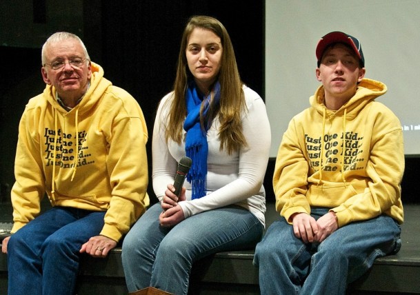 During the Q&A after the showing of “The Hungry Heart” in Montpelier are, from left, Dr. Fred Holmes, Stephanie and Jess. Photo by Dirk Van Susteren