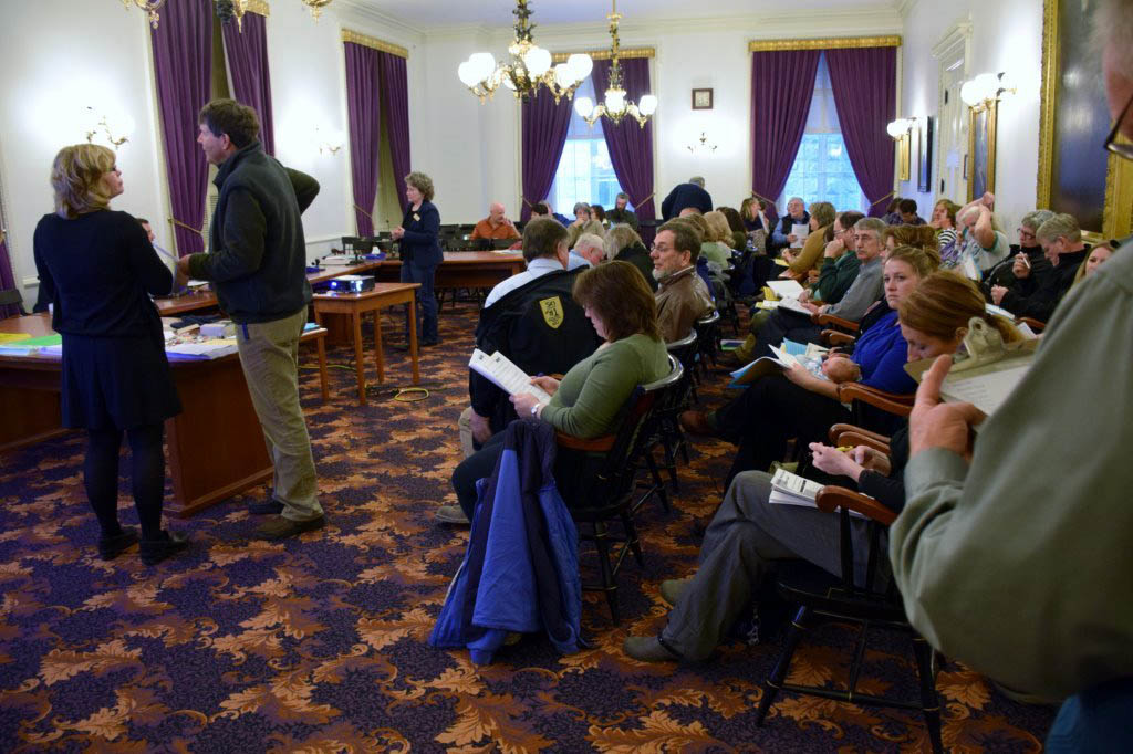 More than 60 farmers attended a Statehouse workshop this month on the nuances of the Fair Labor Standards Act. Photo by Kate Robinson/VTDigger 