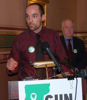 Gun owner and hunter Dan Mulligan speaks about gun control legislation. Photo by Laura Krantz/VTDigger