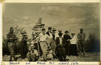Hikers relax atop Bald Mountain after an early Green Mountain Club hike in 1916. The Green Mountain Club's new executive, Mike DeBonis, says he has been reading club histories and hiker journals to understand how each walker's experience of the 272-mile footpath is different. Furnished photo Furnished photo 