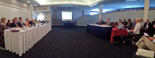 The Green Mountain Care Board (left) hears from hospital executives during the first day of budget hearings Tuesday, Aug. 26, 2014. Photo by Morgan True/VTDigger