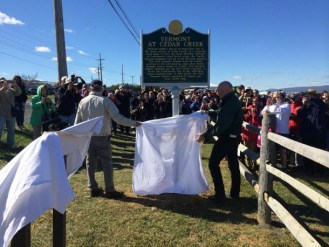 A Vermont road sign commemorates the 150th anniversary of the Civil War's Battle of Cedar Creek. Photo courtesy Joe Benning
