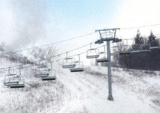 The new Meadows quad chairlift at Spruce replaces the old Alpine and Easy Street double lifts. Photo by Glenn Callahan/Stowe Reporter