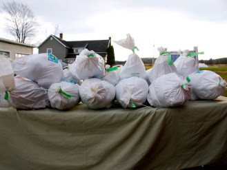 Turkeys are packaged and ready for pickup at Tangletown Farm in West Glover. Photo by Elizabeth Hewitt/for VTDigger
