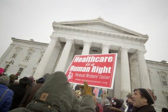 The Vermont Workers Center founded the "Healthcare is a Human Right" campaign in 2008. Photo by John Herrick/VTDigger