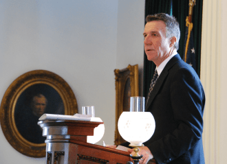 Lt. Gov. Phil Scott in the Senate on Wednesday. Photo by Elizabeth Hewitt/VTDigger
