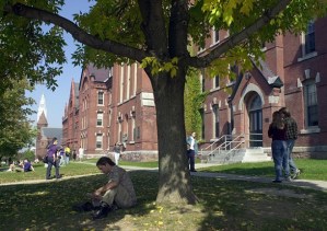 University of Vermont students on the green. Photo courtesy University Communications