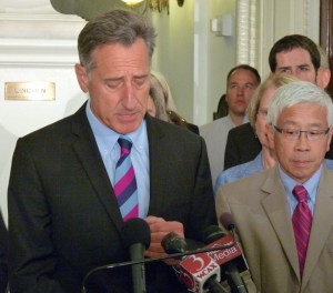 Vermont Gov. Peter Shumlin announces that he will not seek a fourth term at a news conference Monday in Montpelier. Photo by Morgan True/VTDigger 