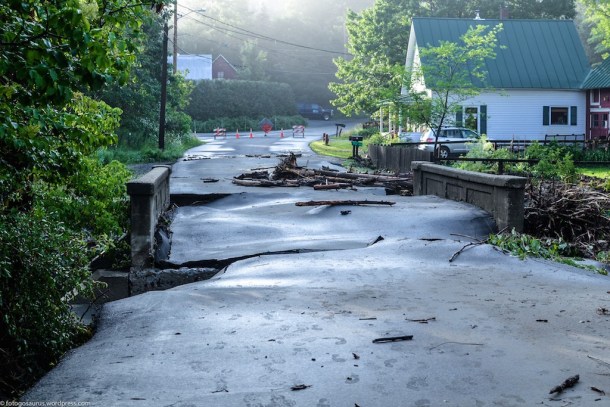A bridge on Brook Road in Plainfield Monday morning after flooding. Courtesy photo
