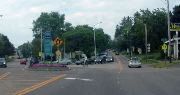The Shelburne Street Rotary, photographed in 2015, which will become the Shelburne Street Roundabout hopefully in the year 2020. Photo by Jess Wisloski/VTDigger