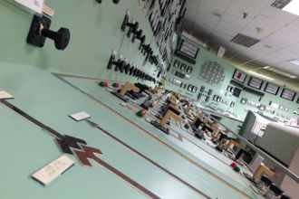 A simulation control room of the Vermont Yankee power plant at the company's training center in Brattleboro. Photo by John Herrick