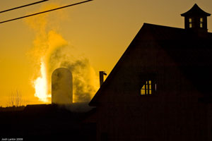 Photo of sugar shack at dusk.