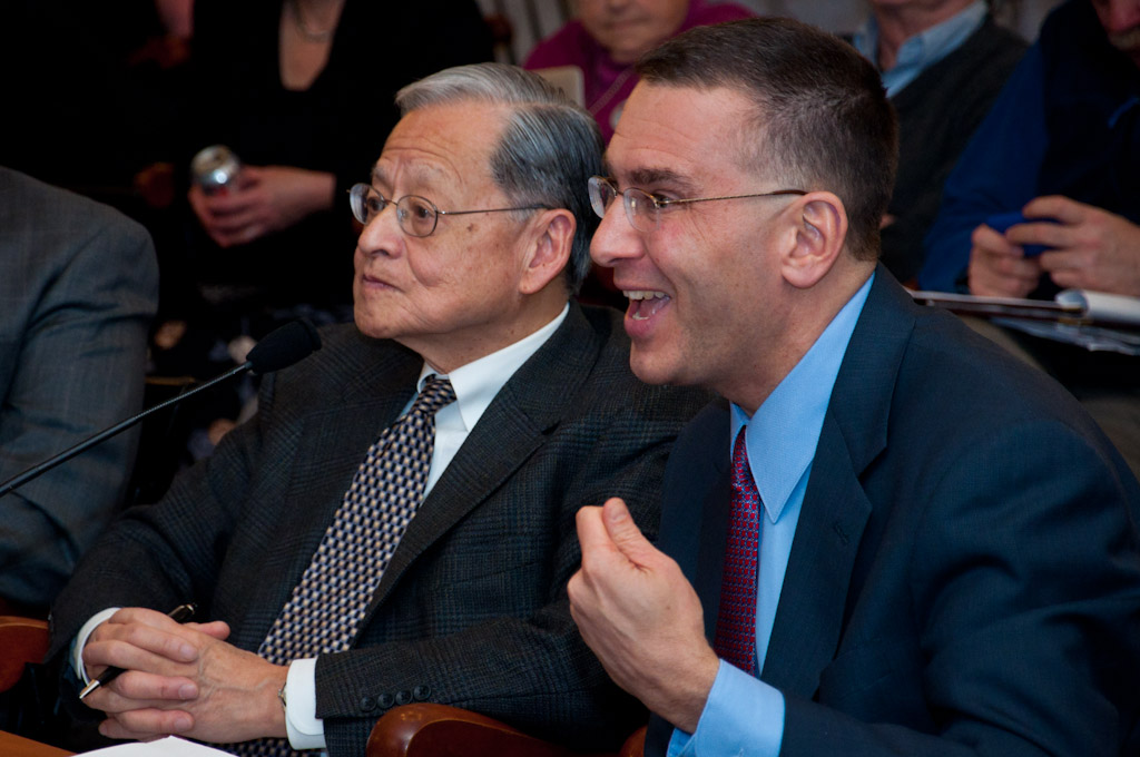Photo of William Hsiao and Jonathon Gruber.