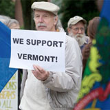 Thursday's Safe & Green Vigil outside the U.S. Federal Courthouse in Brattleboro, Vermont. Photo by David Shaw, The Commons