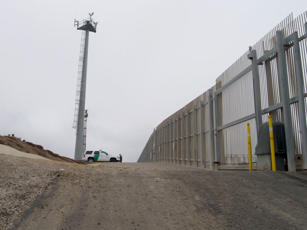 U.S. Mexican border in between San Diego and Tijuana.