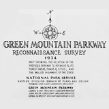1934 Reconaissance Survey of the Green Mountain Parkway. Map courtesy of the Vermont Historical Society.